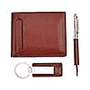 Set-2  3 Piece Set of Gift Boxes For Men (Ballpoint Pen - Keychain - Wallet) - Brown