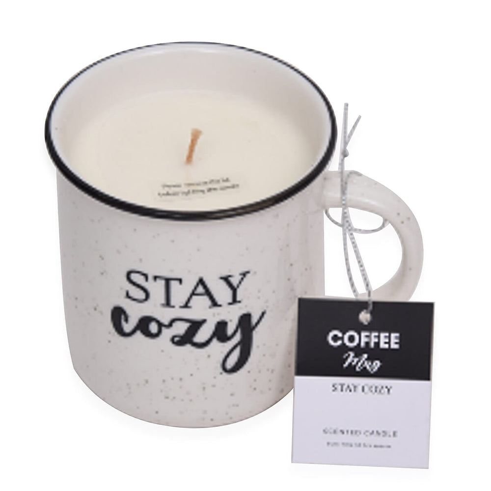 Set of 2 Mug Scented Candle Stay Cozy & Home Sweet Home - White