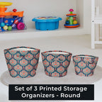 Set Of 3 Printed Round Storage Organizer - Paisley