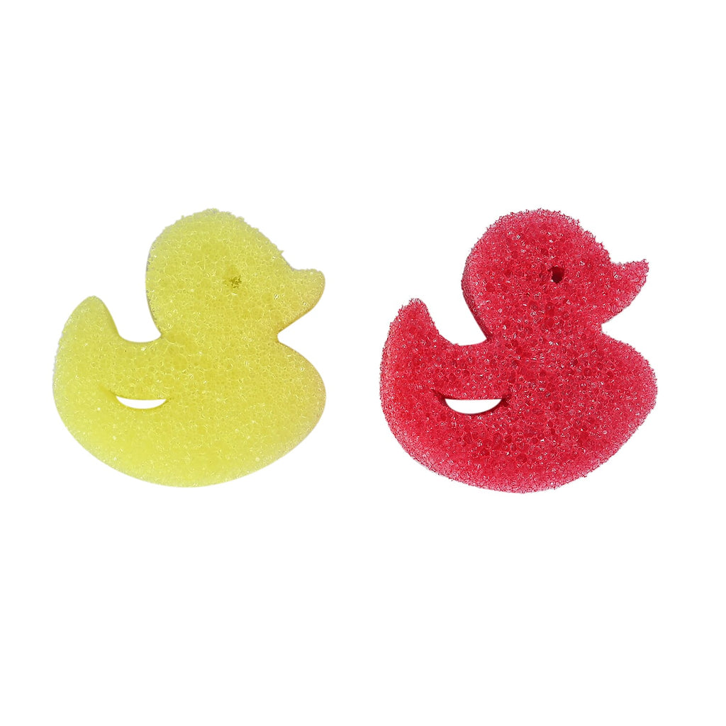 Set of 5 Duck Shaped Scrub Sponge - Red - Yellow