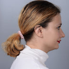 Set of 4 (Thin) - 100% Mulberry Silk Scrunchies in Black, Pink, Navy - Champagne