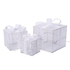 Set of 3 - Christmas Present Lights with Warm 40 LED Light (Size 15,20,25cm ) - White with Snow Effect