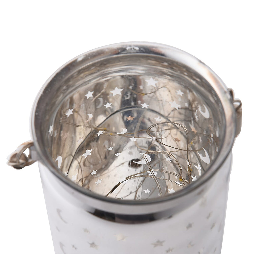 Set of 3 - Decorative Moon and Starry Sky LED Lantern (Size 20x10 cm, 16x9 cm - 12x8 cm) - Silver