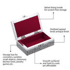 Set of 2 - Leaves Embossed Aluminium Storage Box (Size 20x13x7 Cm - 16x10x5 Cm)