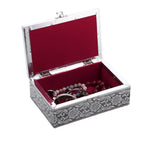 Set of 2 - Leaves Embossed Aluminium Storage Box (Size 20x13x7 Cm - 16x10x5 Cm)