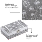 Set of 2 - Leaves Embossed Aluminium Storage Box (Size 20x13x7 Cm - 16x10x5 Cm)