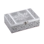 Set of 2 - Leaves Embossed Aluminium Storage Box (Size 20x13x7 Cm - 16x10x5 Cm)