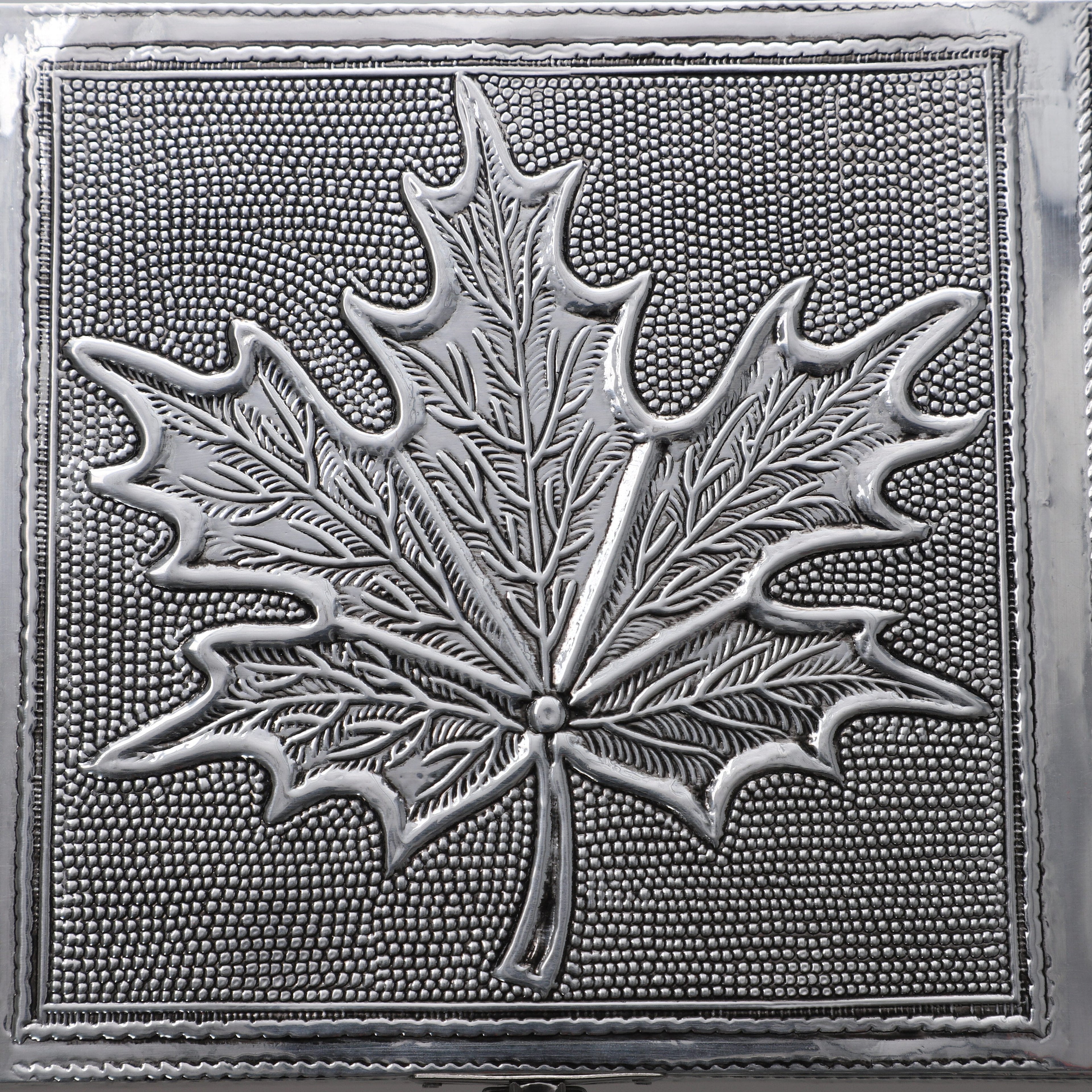 Set of 2 - Leaves Embossed Aluminium Storage Box (Size 20x13x7 Cm - 16x10x5 Cm)