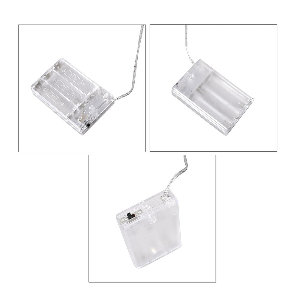 Set of 3 - Metal Wire Cone with Cotton Thread, Glitters and 10-20-30 Warm Micro String Lights - Silver