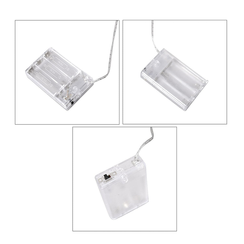 Set of 3 - Metal Wire Cone with Cotton Thread, Glitters and 10-20-30 Warm Micro String Lights - Silver
