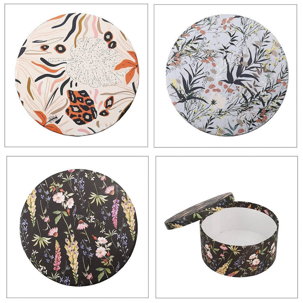 Set of 3 - Millmade Printed Round Multipurpose Gift Box - Multi and Black