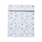 Set of 5 - Rain Drop Printed Laundry Bags with Zip Closure - White and Blue