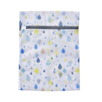Set of 5 - Rain Drop Printed Laundry Bags with Zip Closure - White and Blue