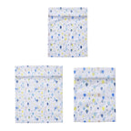 Set of 5 - Rain Drop Printed Laundry Bags with Zip Closure - White and Blue