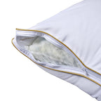 Set of 2 - Down Alternative Pillow Cover with Gold Piping and Zipper Closure (Size 50x70cm)
