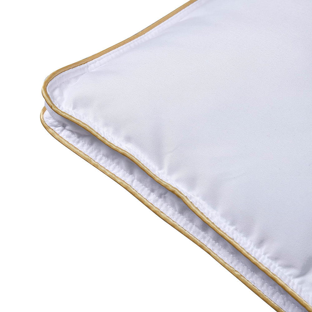 Set of 2 - Down Alternative Pillow Cover with Gold Piping and Zipper Closure (Size 50x70 cm)