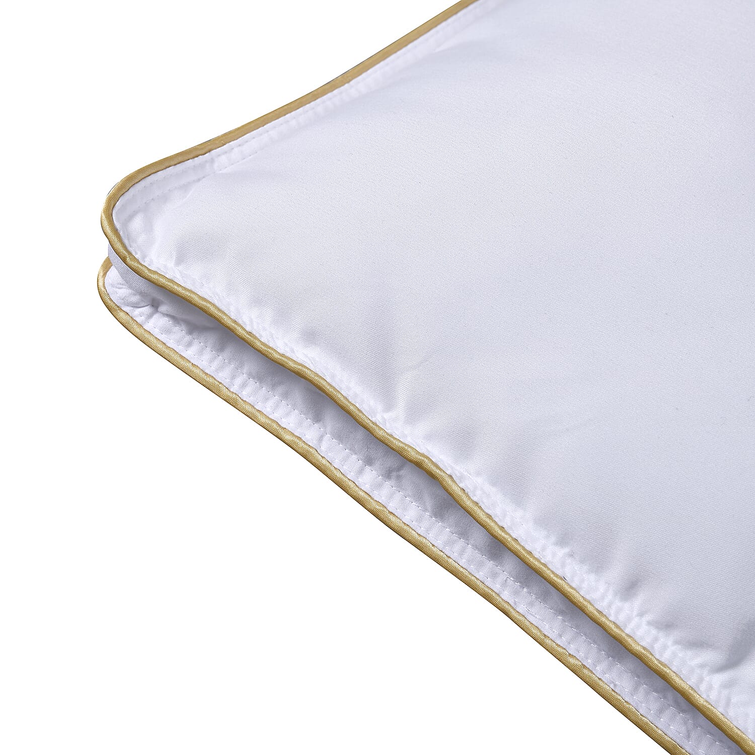 Set of 2 - Down Alternative Pillow Cover with Gold Piping and Zipper Closure (Size 50x70 cm)