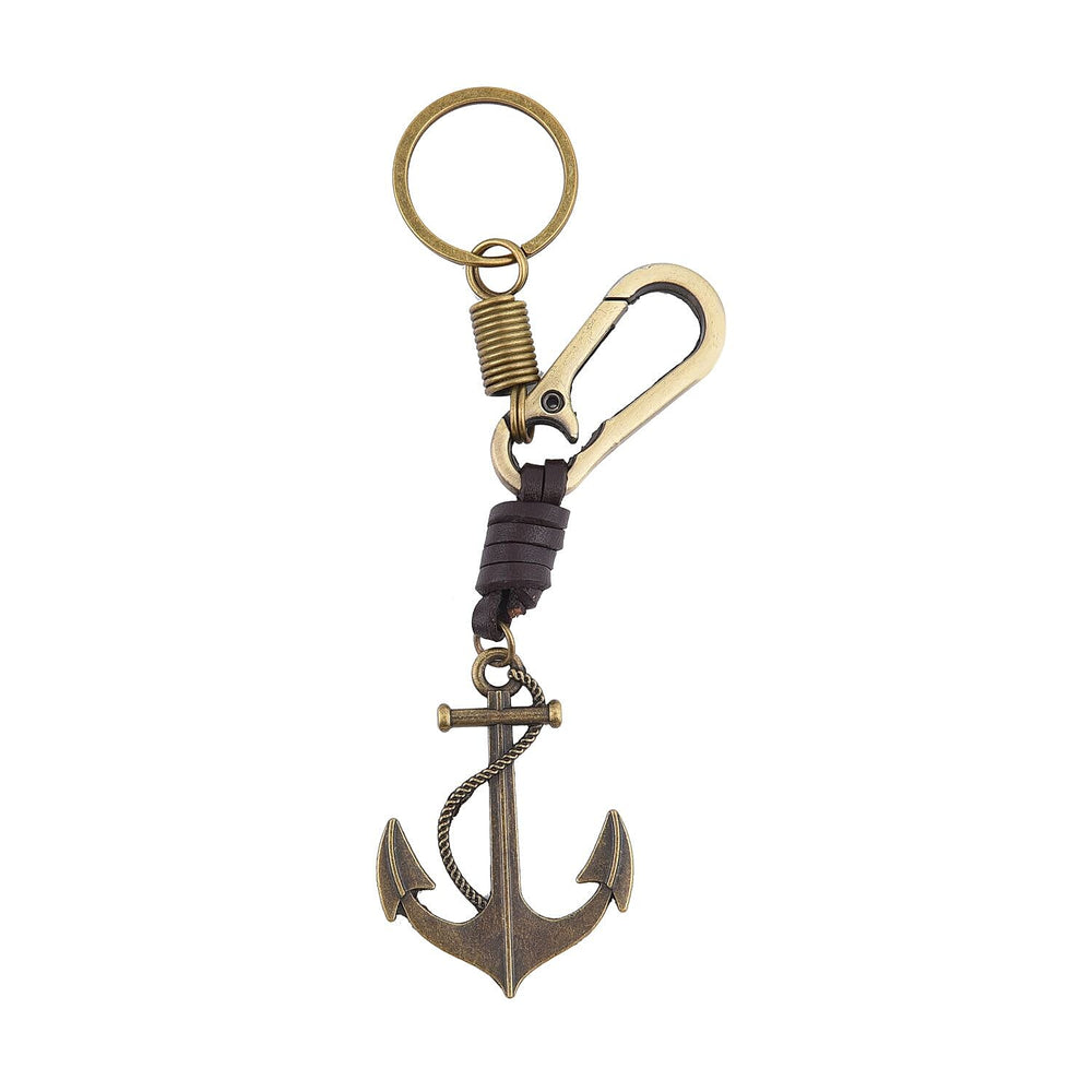 Set of 3 - Skull, Wing and Anchor Shape Keychains (Size 11 Cm) - Bronze