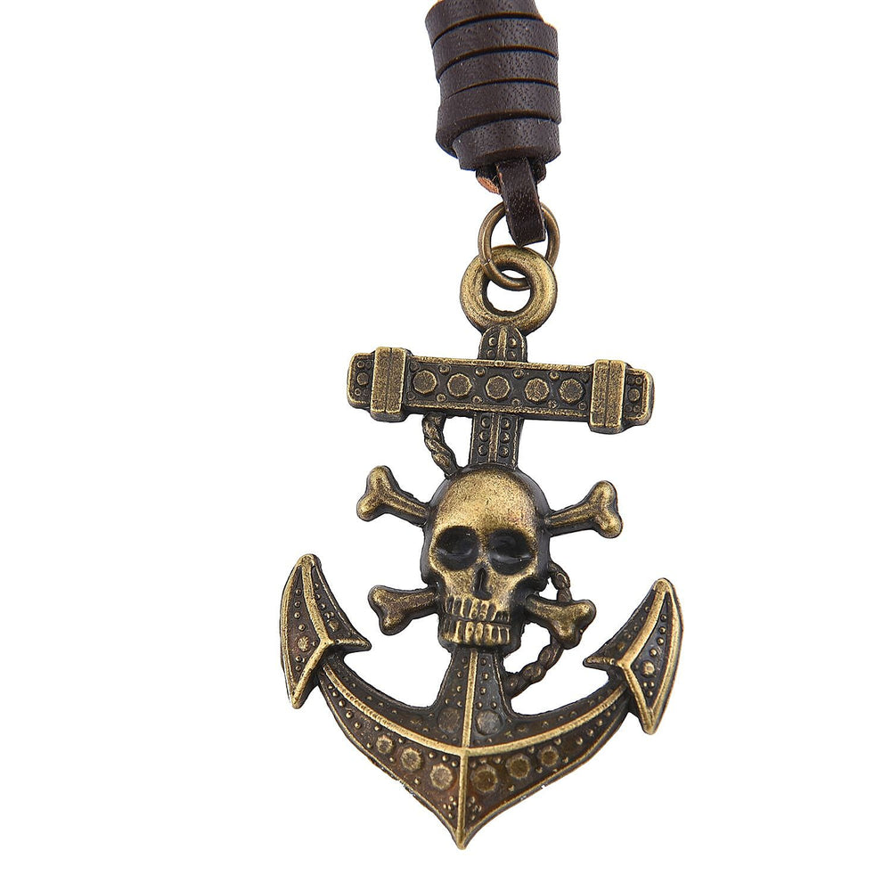 Set of 3 - Skull, Wing and Anchor Shape Keychains (Size 11 Cm) - Bronze