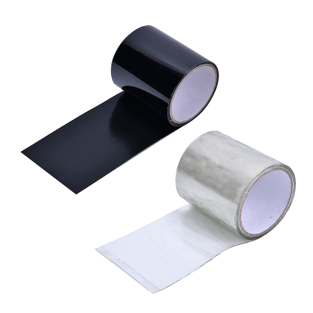 2 Waterproof Super Strong Flex Tape - Patch, Bond, Seal, Repair - 3m Black - Clear