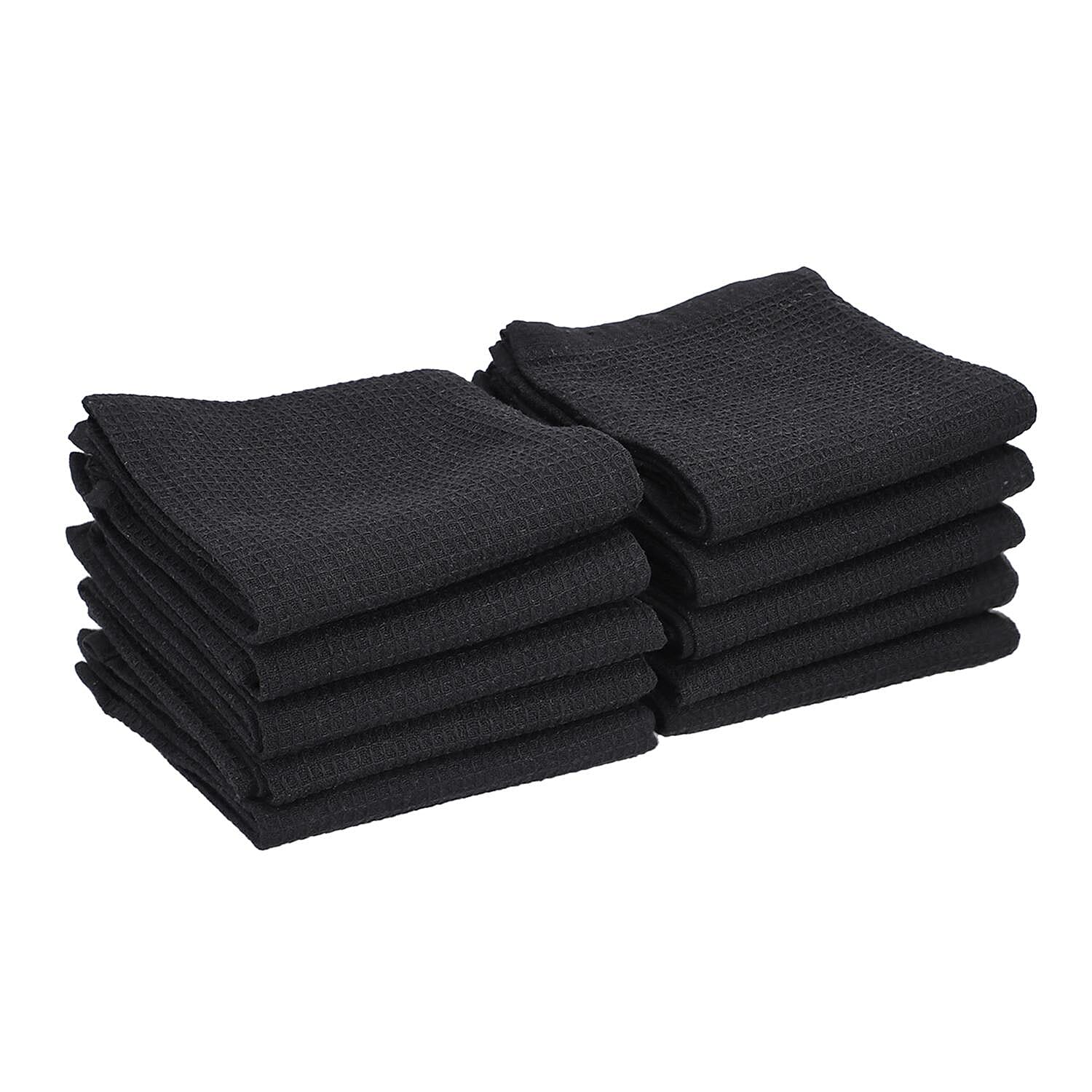 Set of 10 - 100% Cotton Kitchen Towel (Size 66x45 Cm) - Black