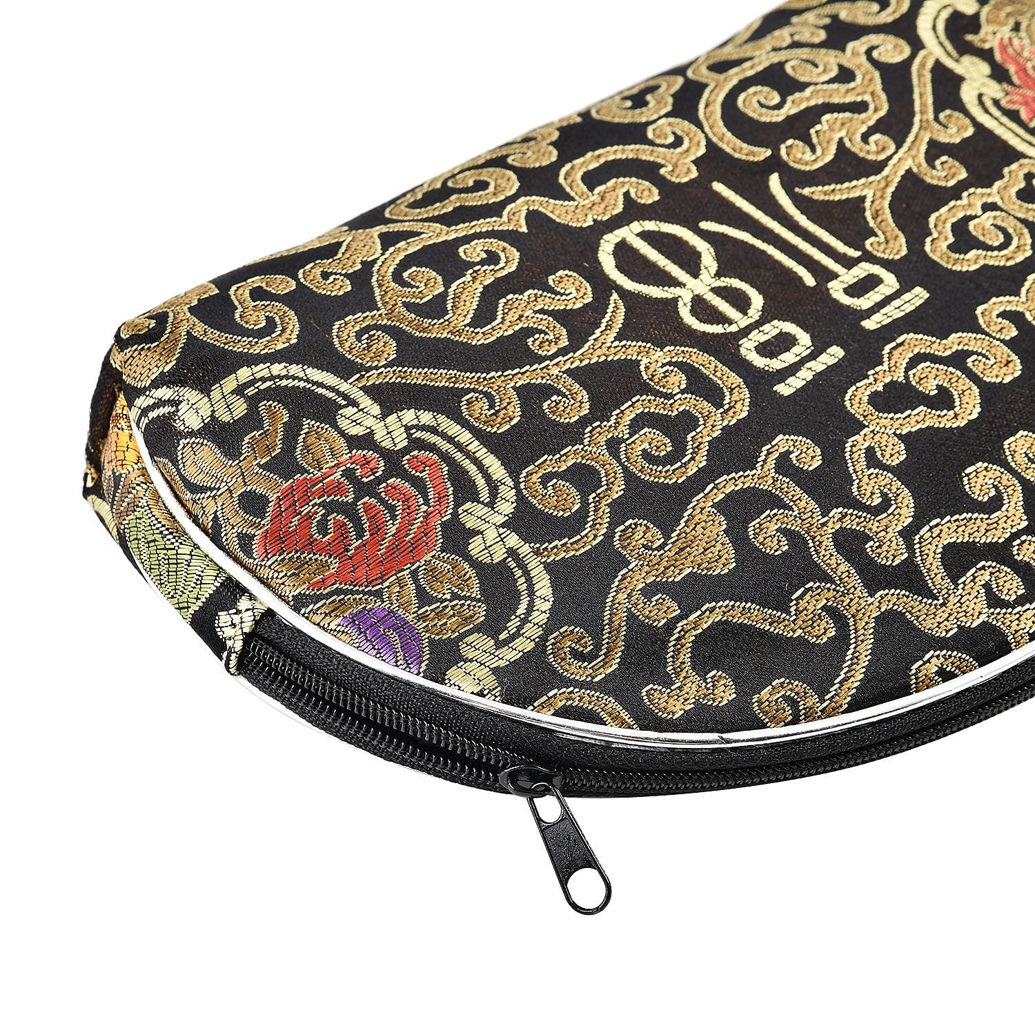 Designer Inspired-10 Pcs of Jacquard Weave Cosmetic and Jewellery Storage - Black