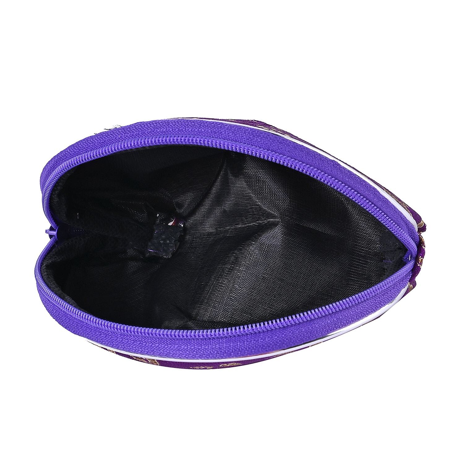 Set of 10 Multi- Purpose Embroidered Jewellery Box with Zipper - Purple