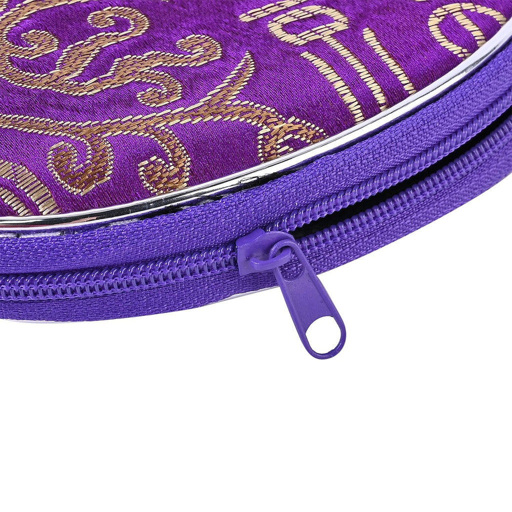 Set of 10 Multi- Purpose Embroidered Jewellery Box with Zipper - Purple