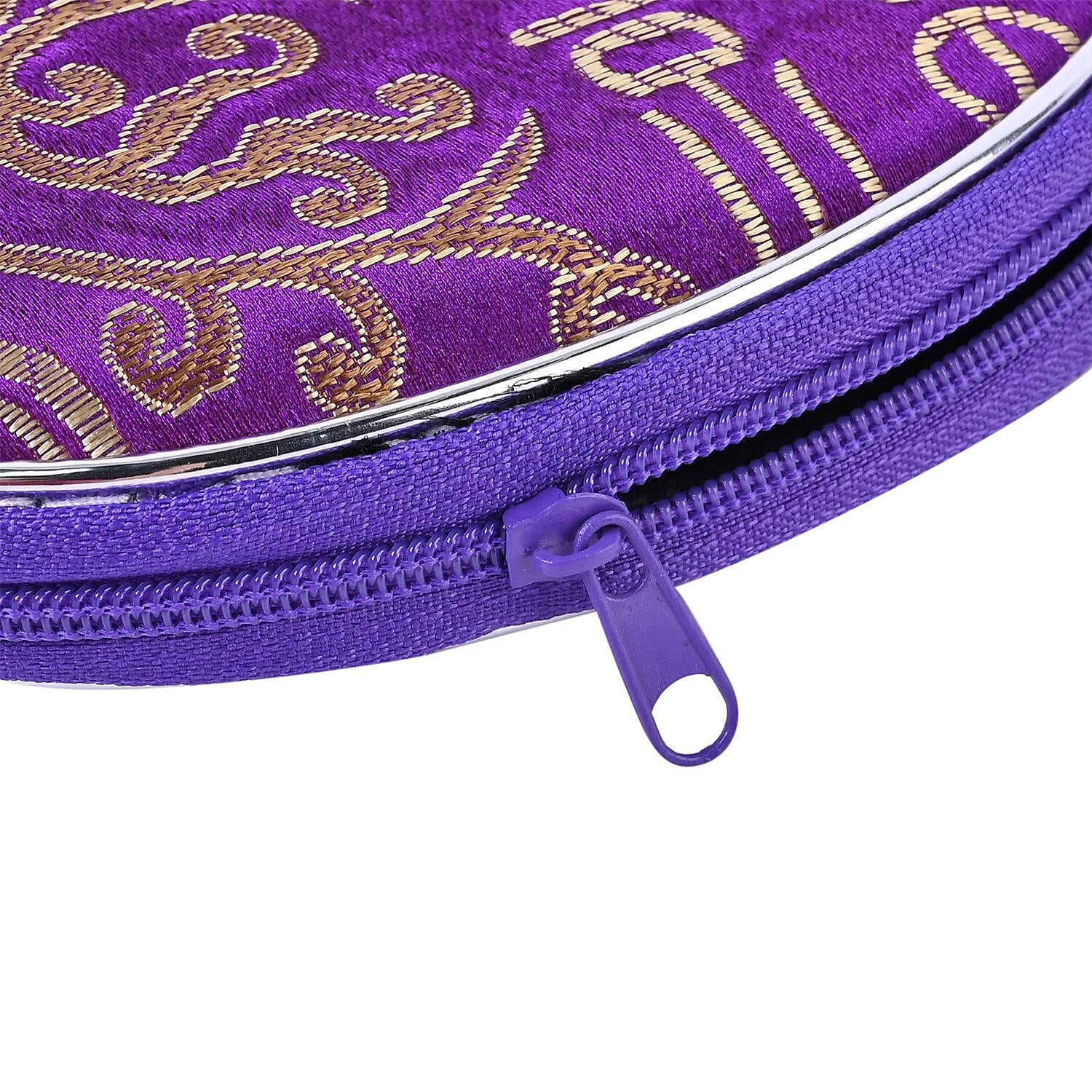 Set of 10 Multi- Purpose Embroidered Jewellery Box with Zipper - Purple