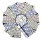 Hush Haven Set of 12- Cotton Kitchen Towels (55x35cm) - Blue, Brown - Green