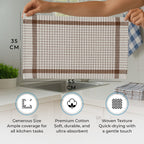 Hush Haven Set of 12- Cotton Kitchen Towels (55x35cm) - Blue, Brown - Green