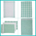 Hush Haven Set of 12- Cotton Kitchen Towels (Size 55x35cm) - Turquoise - White