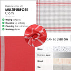 Hush Haven Set of 12- Cotton Kitchen Towels (Size 55x35cm) - Red - White