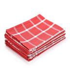 Hush Haven Set of 12- Cotton Kitchen Towels (Size 55x35cm) - Red - White