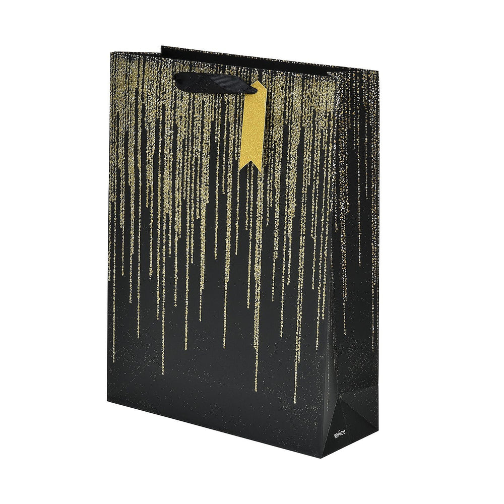 Set of 12 Eco Friendly Gift Bags with Gold Foiling prints for all occasions (Lx4-Black, Mx4-White, Sx4 - Blue)