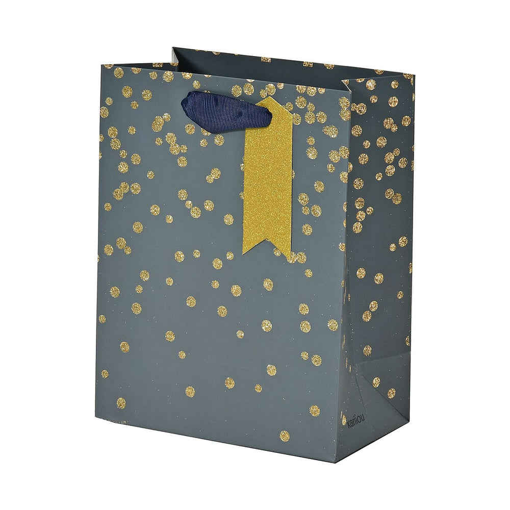 Set of 12 Eco Friendly Gift Bags with Gold Foiling prints for all occasions (Lx4-Black, Mx4-White, Sx4 - Blue)