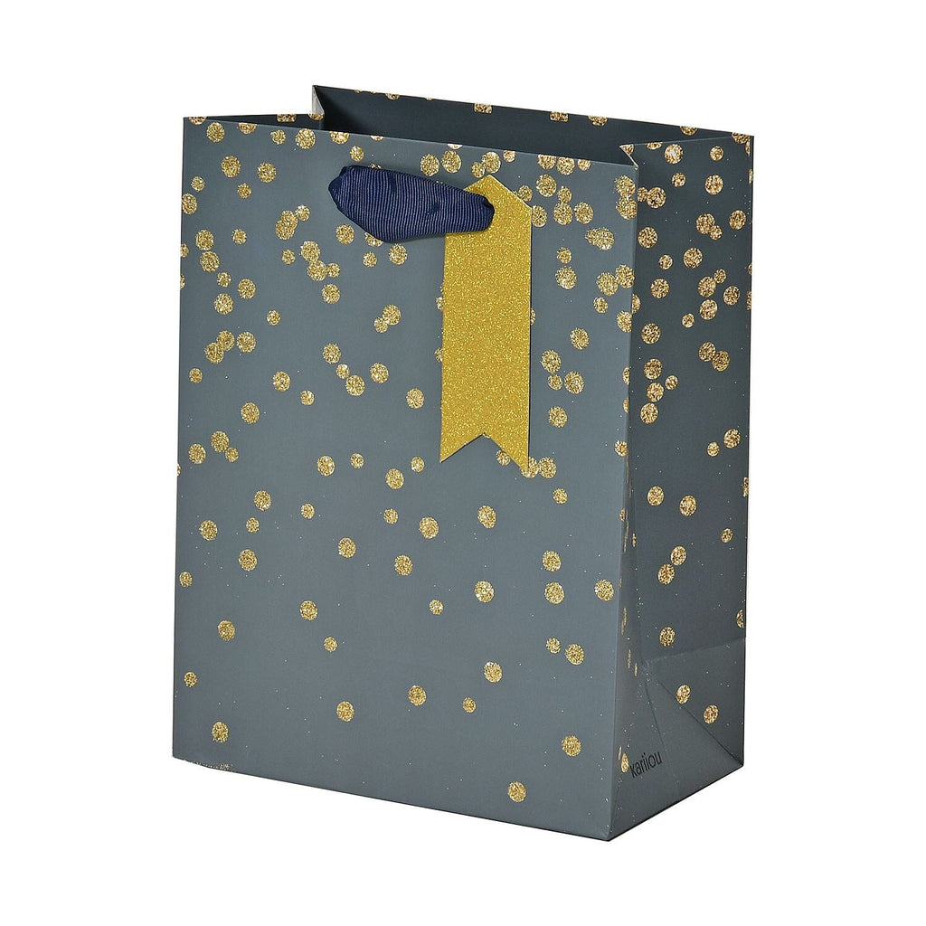 Set of 12 Eco Friendly Gift Bags with Gold Foiling prints for all occasions (Lx4-Black, Mx4-White, Sx4 - Blue)