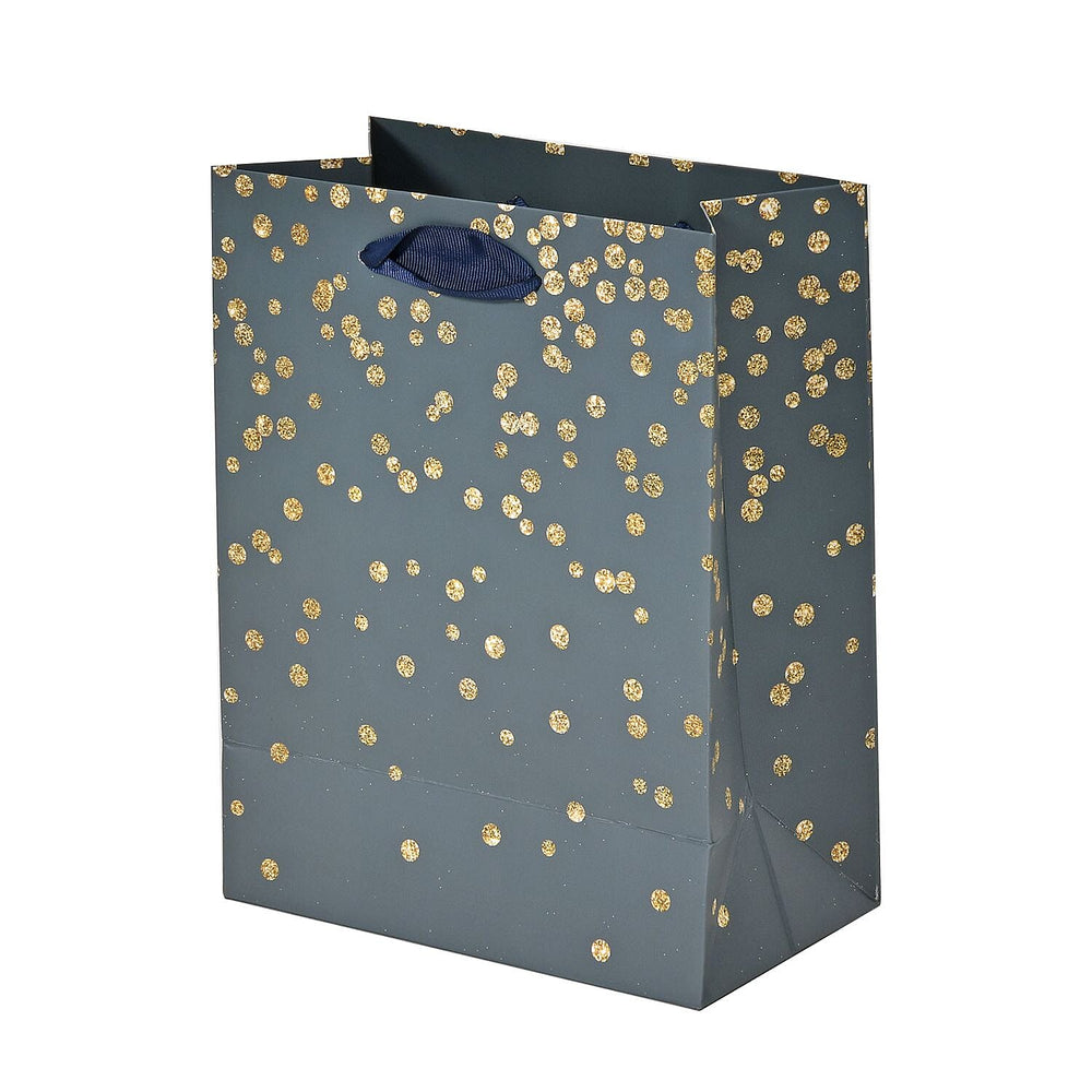 Set of 12 Eco Friendly Gift Bags with Gold Foiling prints for all occasions (Lx4-Black, Mx4-White, Sx4 - Blue)