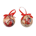 Set of 12 Santa Claus with Bird Pattern Christmas Decoration Balls with Ribbon and Gift Box- White - Red