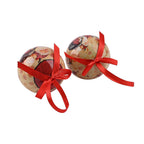 Set of 12 Santa Claus with Bird Pattern Christmas Decoration Balls with Ribbon and Gift Box- White - Red