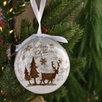 Set of 12 Tree - Deer Pattern Christmas Decoration Balls with Ribbon and Gift Box- White - Red