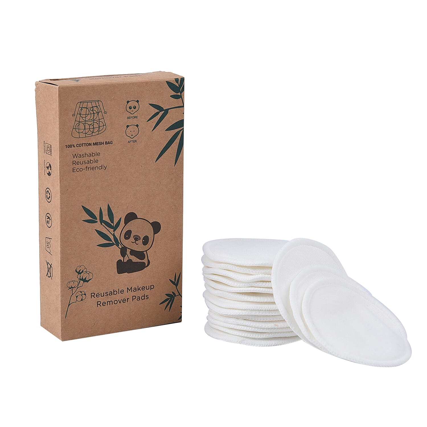Set of 16 - Reusable Cleaning Makeup Pads - White
