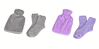 Set of 2 1000ml Plush Hot Water Bag with Socks Him - Her