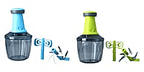 Set of 2 - 2 in 1 Push Chopper and Blender (Cap. 950ml)