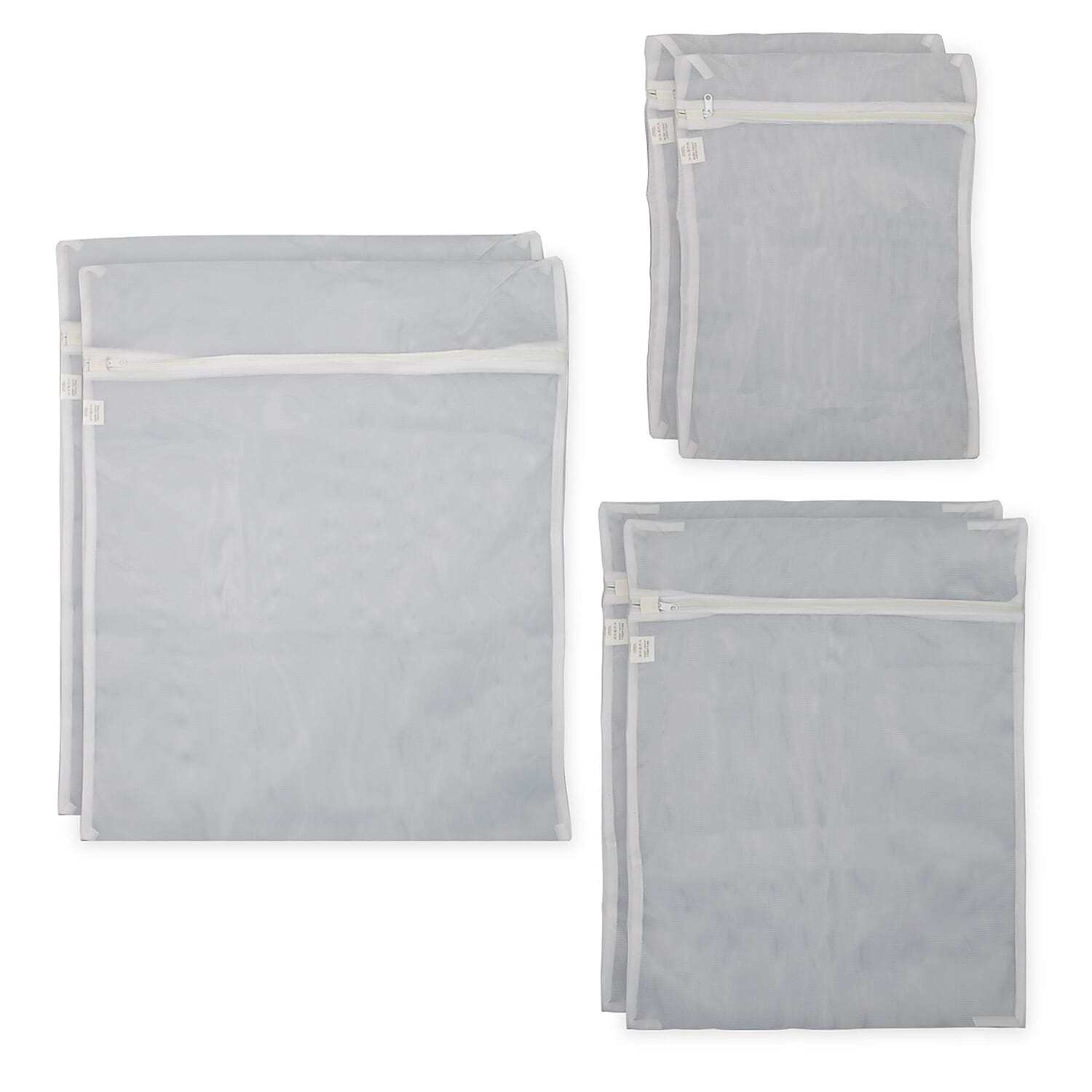 Set of 2 - Delicates Wash Bag with Secure Zip Closure (3 Mesh Laundry Bags) - White