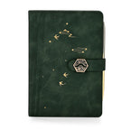 Set of 2 A5 Notebook & Black Ink Pen Gift Set - Bamboo Design with Magnetic Clasp - Green & Gold