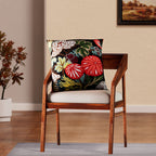 Set of 2 - Abstract Flower and Leaf Pattern Pillow Case and Cover (Size 45 cm) - Black - Multi