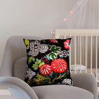 Set of 2 - Abstract Flower and Leaf Pattern Pillow Case and Cover (Size 45 cm) - Black - Multi