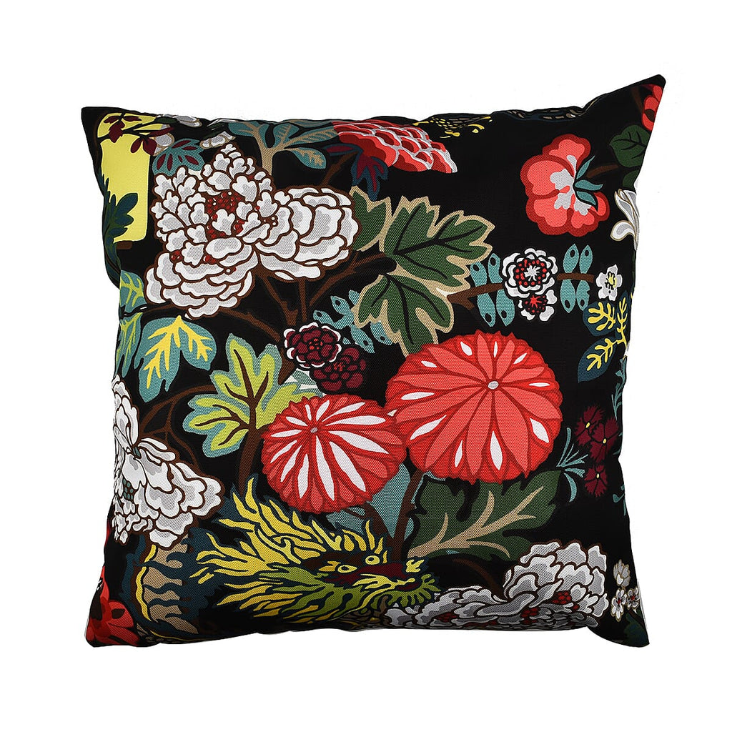 Set of 2 - Abstract Flower and Leaf Pattern Pillow Case and Cover (Size 45 cm) - Black - Multi