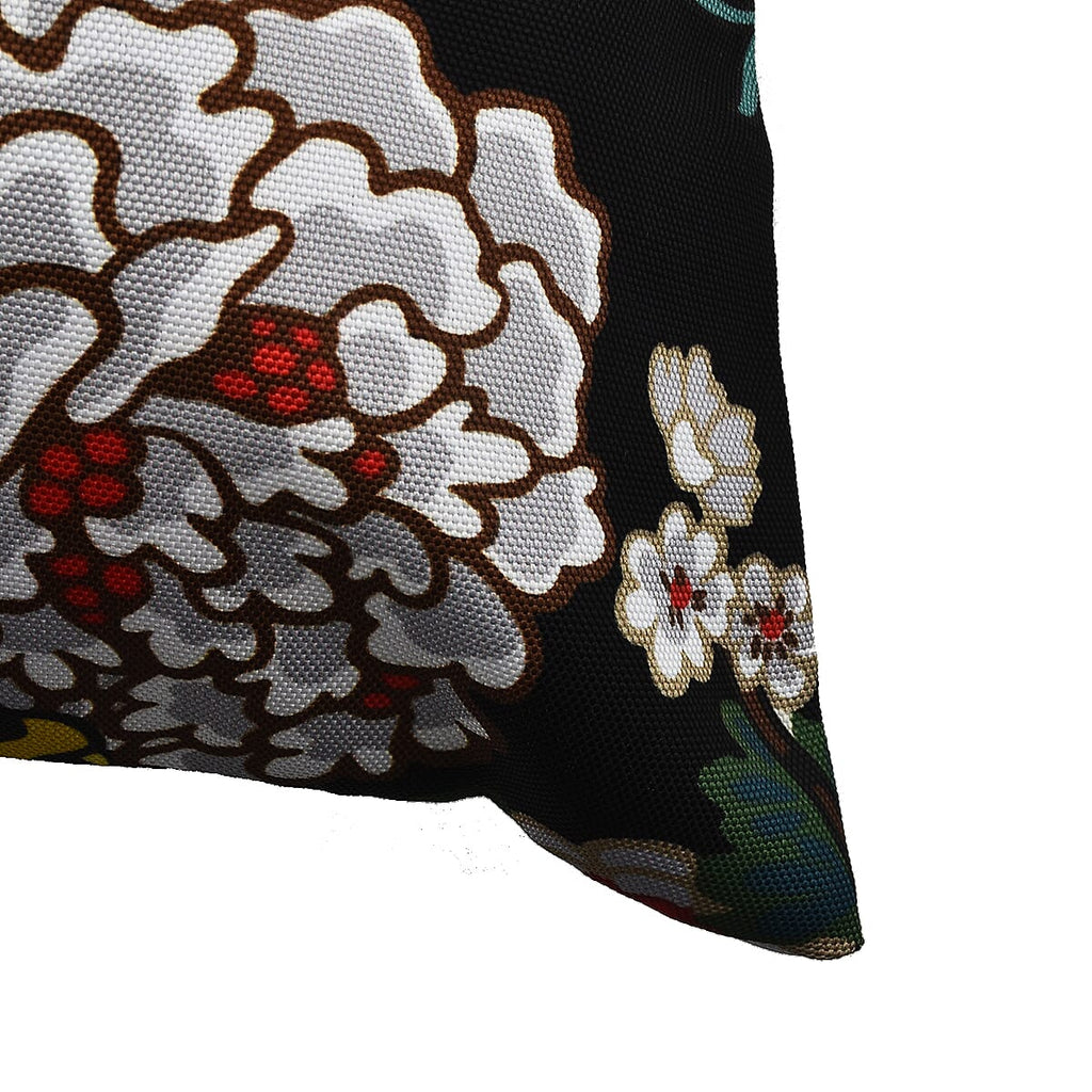 Set of 2 - Abstract Flower and Leaf Pattern Pillow Case and Cover (Size 45 cm) - Black - Multi